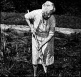 Ruth Stout has a new way of gardening. Instead of plowing, cultivating, weeding and watering her soil, Ms. Stout mulches her garden all year round. She continually blankets the vegetable patch with 6-to-9 inches of organic waste, leaves, hay, and cornstalks.